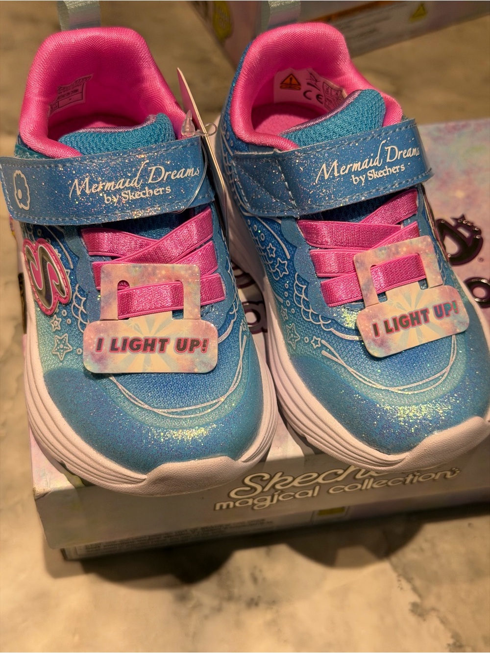 Skechers Mermaid Dreams Kids Light-Up Sneakers - Blue & Pink